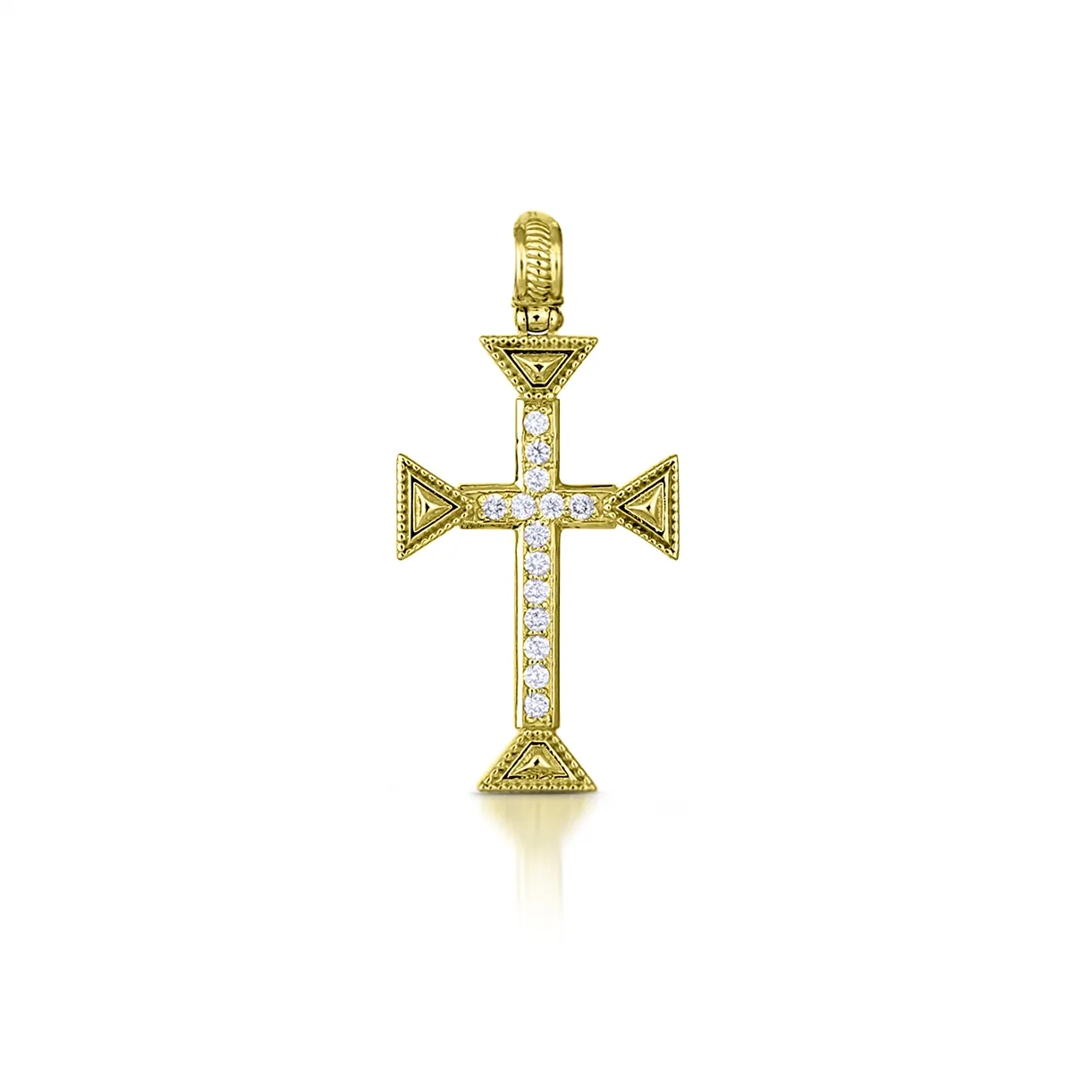 Konstantino Mens Kavafi 18K Yellow Gold Diamond Cross Pendant