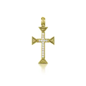 Konstantino Mens Kavafi 18K Yellow Gold Diamond Cross Pendant