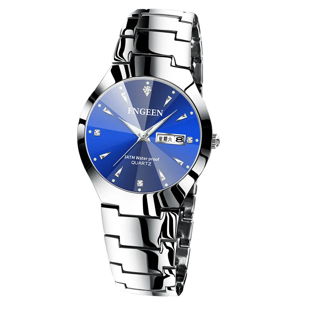 Korean Style Simple Fashion Tungsten Steel Color Women's Student Watch Men's Women's Watch Couple Waterproof Ultra-Thin Men's Quartz Watch Watch