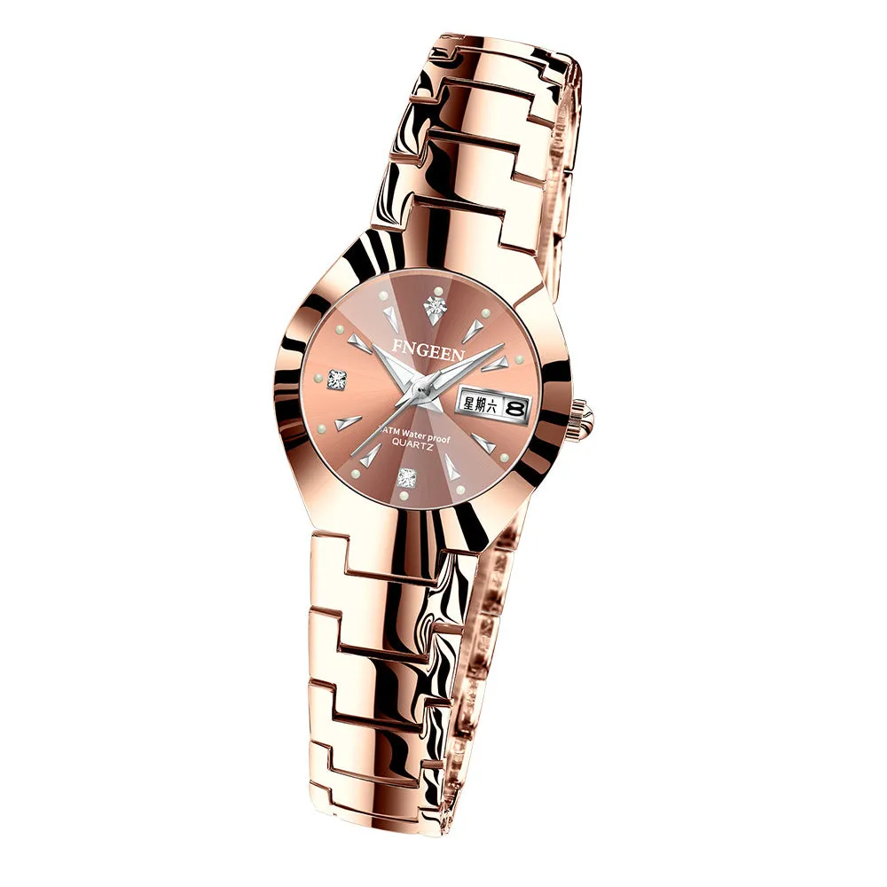 Korean Style Simple Fashion Tungsten Steel Color Women's Student Watch Men's Women's Watch Couple Waterproof Ultra-Thin Men's Quartz Watch Watch