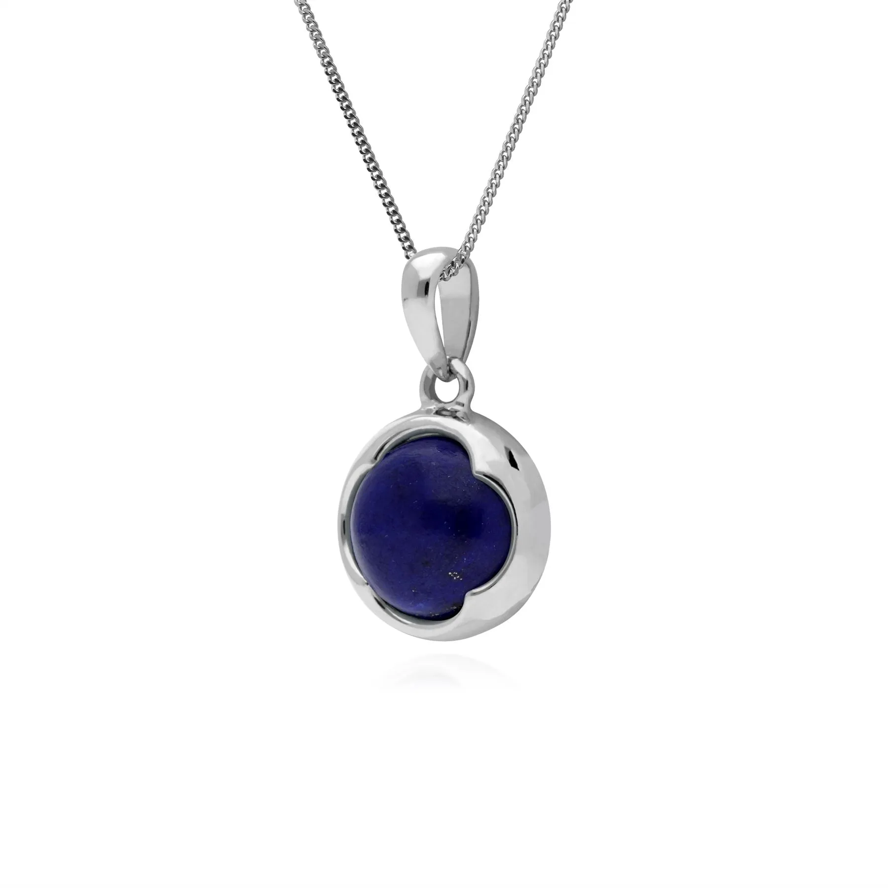 Lapislazuli Anhänger, Sterling Silber Runde Lapislazuli Anhänger auf 45cm Kette