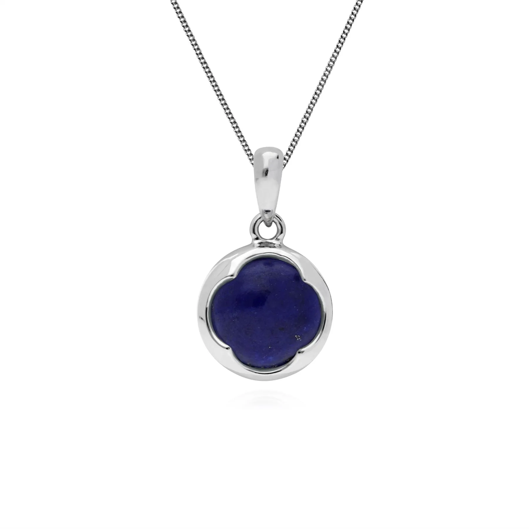 Lapislazuli Anhänger, Sterling Silber Runde Lapislazuli Anhänger auf 45cm Kette