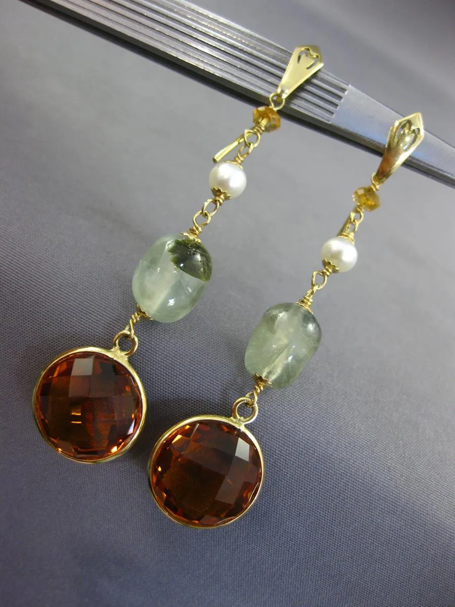 LARGE 28.0CT AAA MULTI GEM 14KT YELLOW GOLD 3D LEVERBACK HANGING EARRINGS #27049