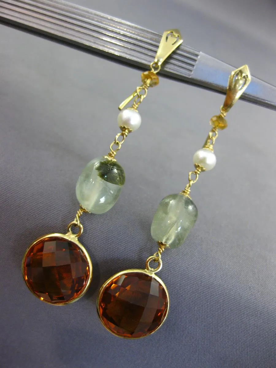 LARGE 28.0CT AAA MULTI GEM 14KT YELLOW GOLD 3D LEVERBACK HANGING EARRINGS #27049