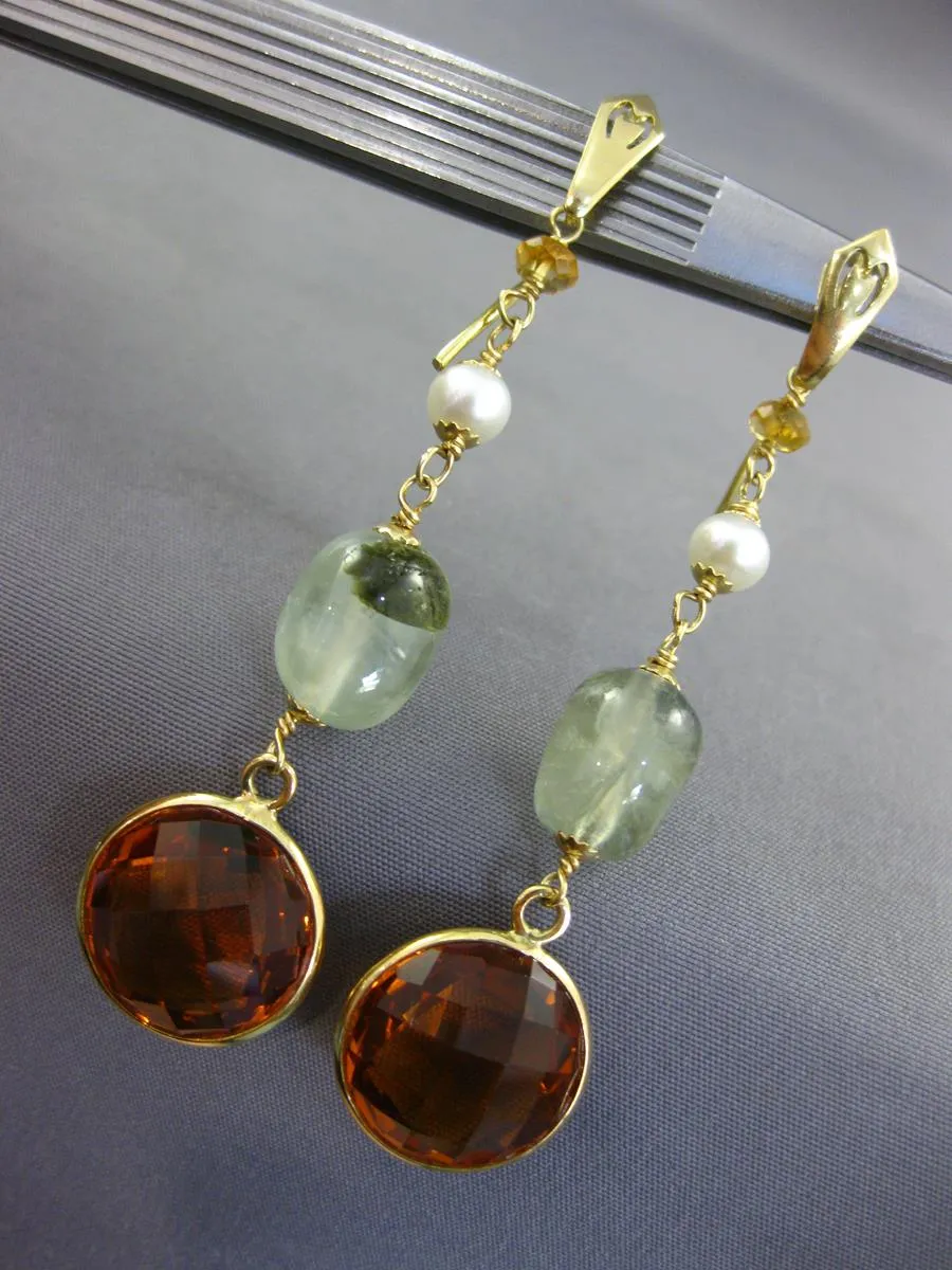 LARGE 28.0CT AAA MULTI GEM 14KT YELLOW GOLD 3D LEVERBACK HANGING EARRINGS #27049