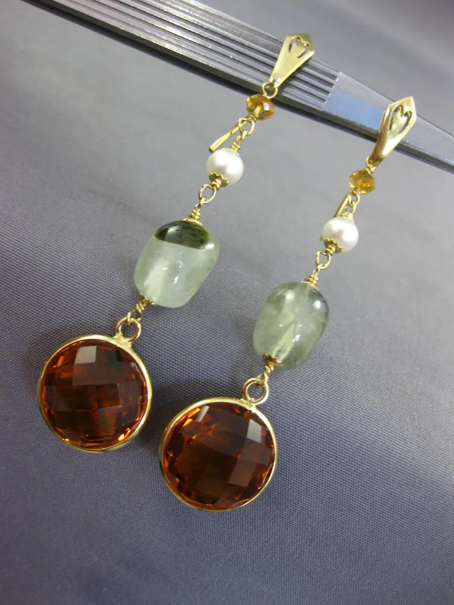 LARGE 28.0CT AAA MULTI GEM 14KT YELLOW GOLD 3D LEVERBACK HANGING EARRINGS #27049