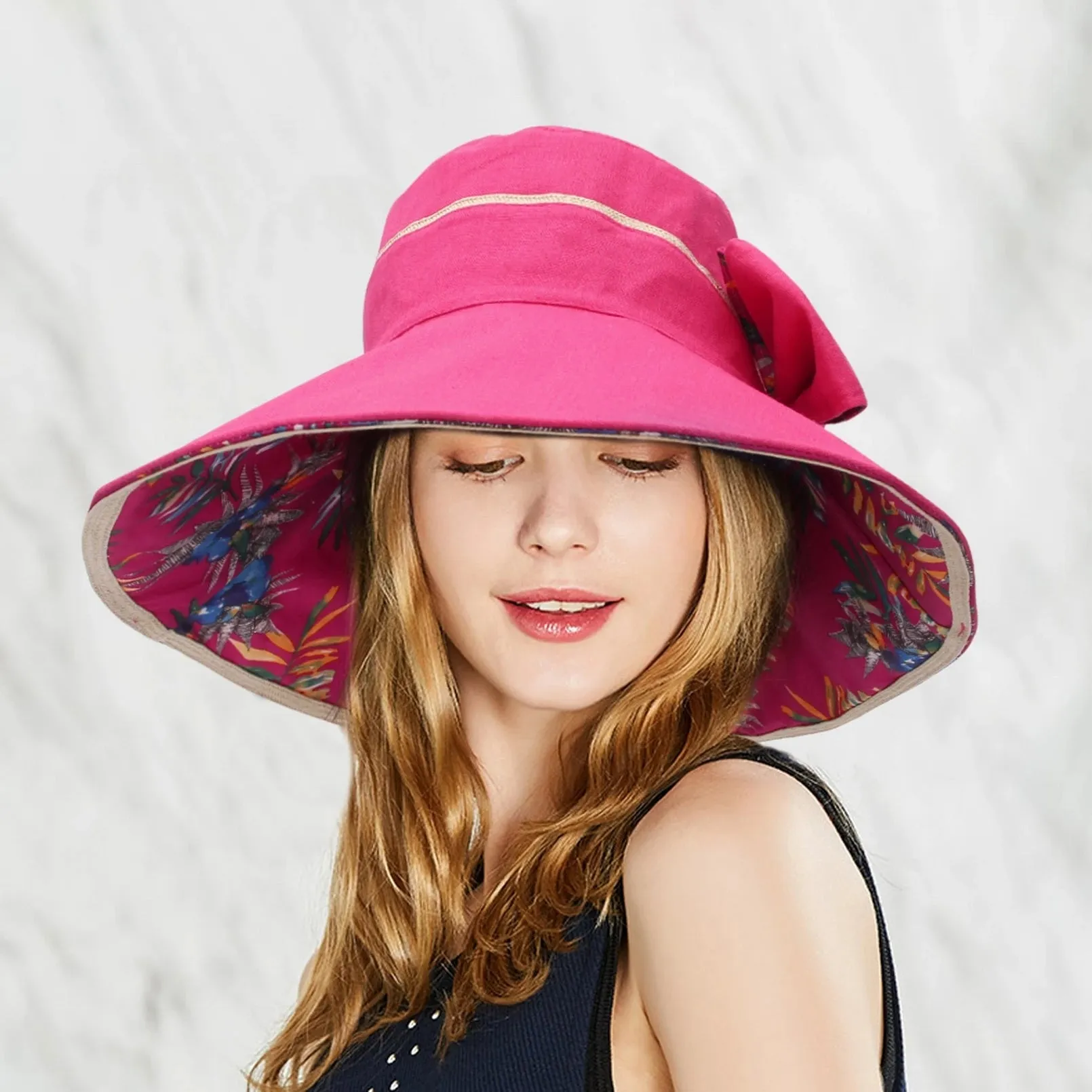 Large Brim Bowknot Bucket Hat Sun Hat