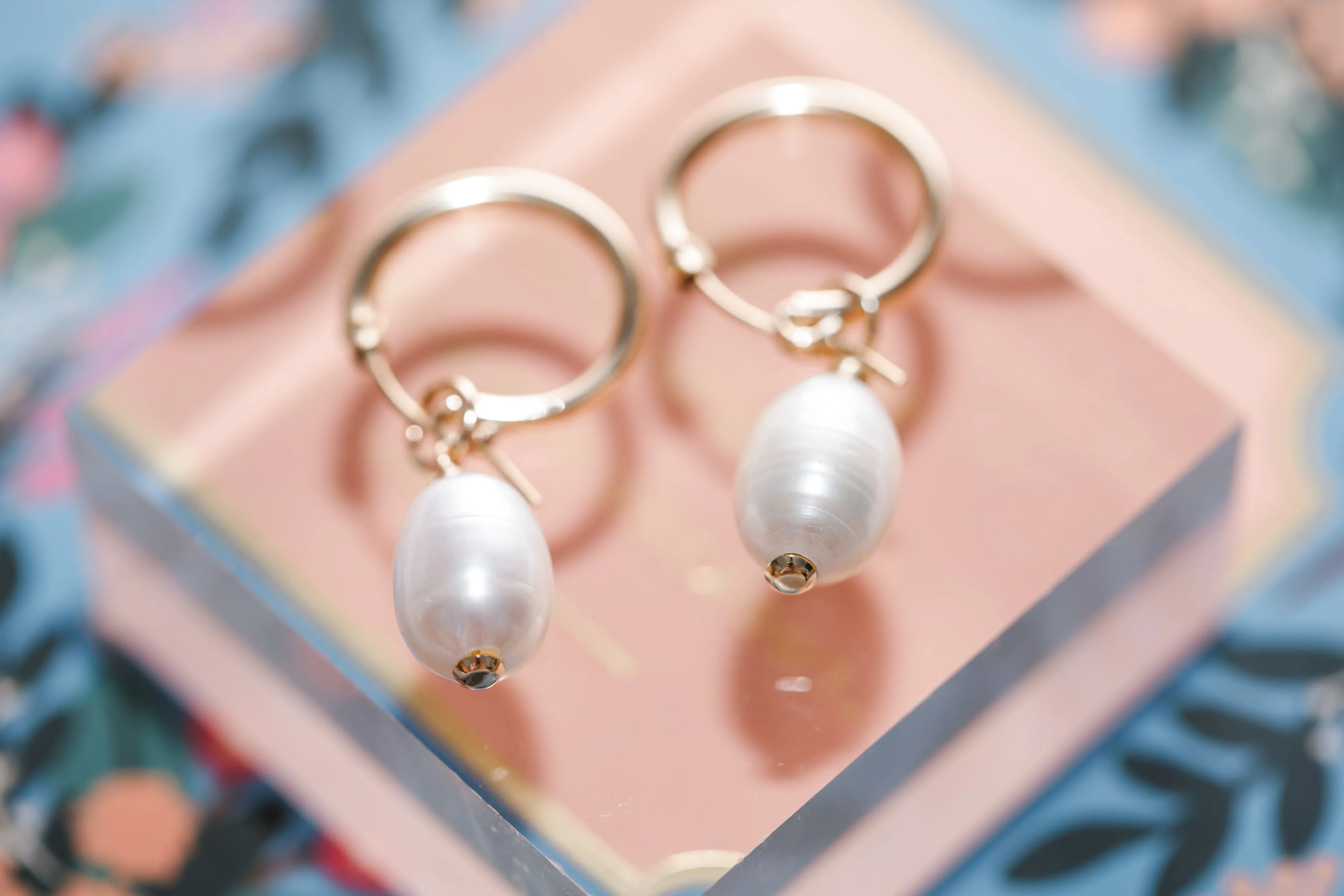 large pearl hoops { gold   silver }