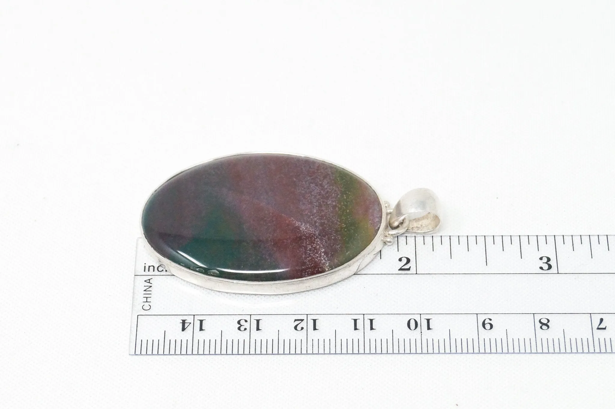 Large Vintage Fluorite Southwest Sterling Silver Necklace Pendant