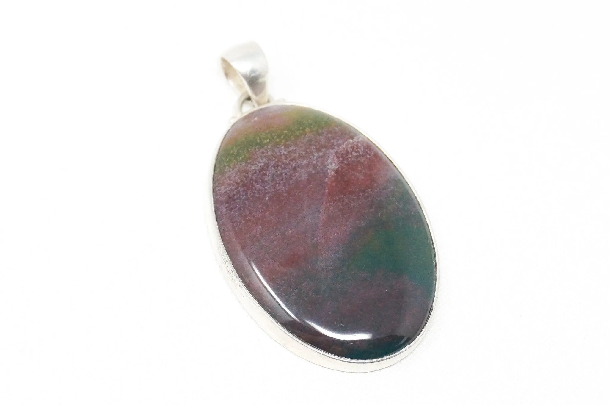 Large Vintage Fluorite Southwest Sterling Silver Necklace Pendant