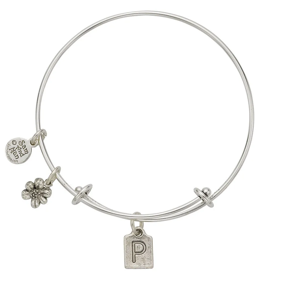 Letter P Charm Bangle Bracelet