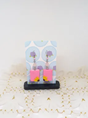 Light Pink Floral Book Earrings | Book Collection