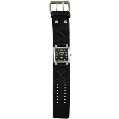 Lite SQ Black Watch with X Distressed Black Leather Cuff