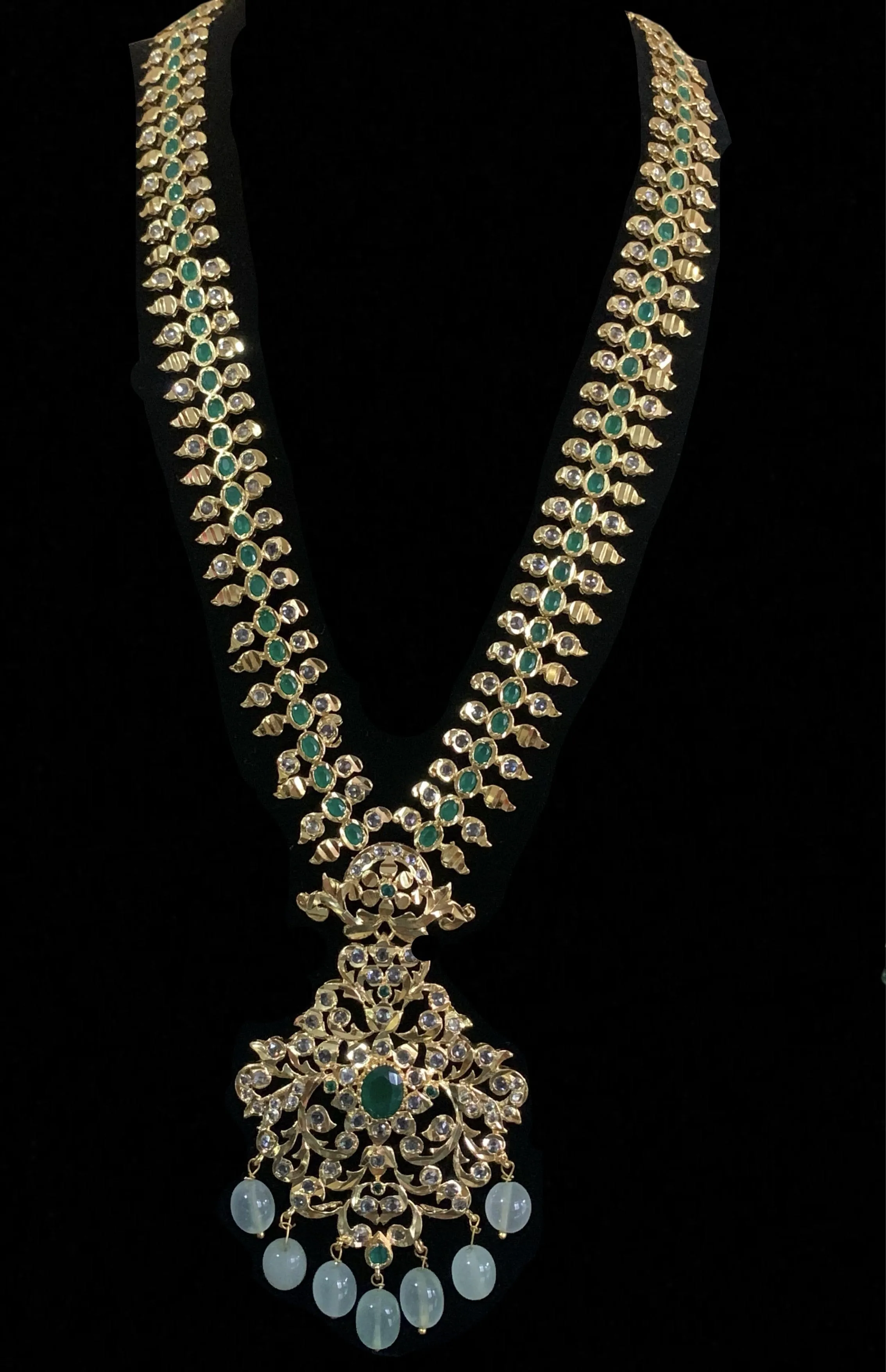 LN36 Huda long hyderabadi rani haar necklace ( SHIPS IN 4 WEEKS   )