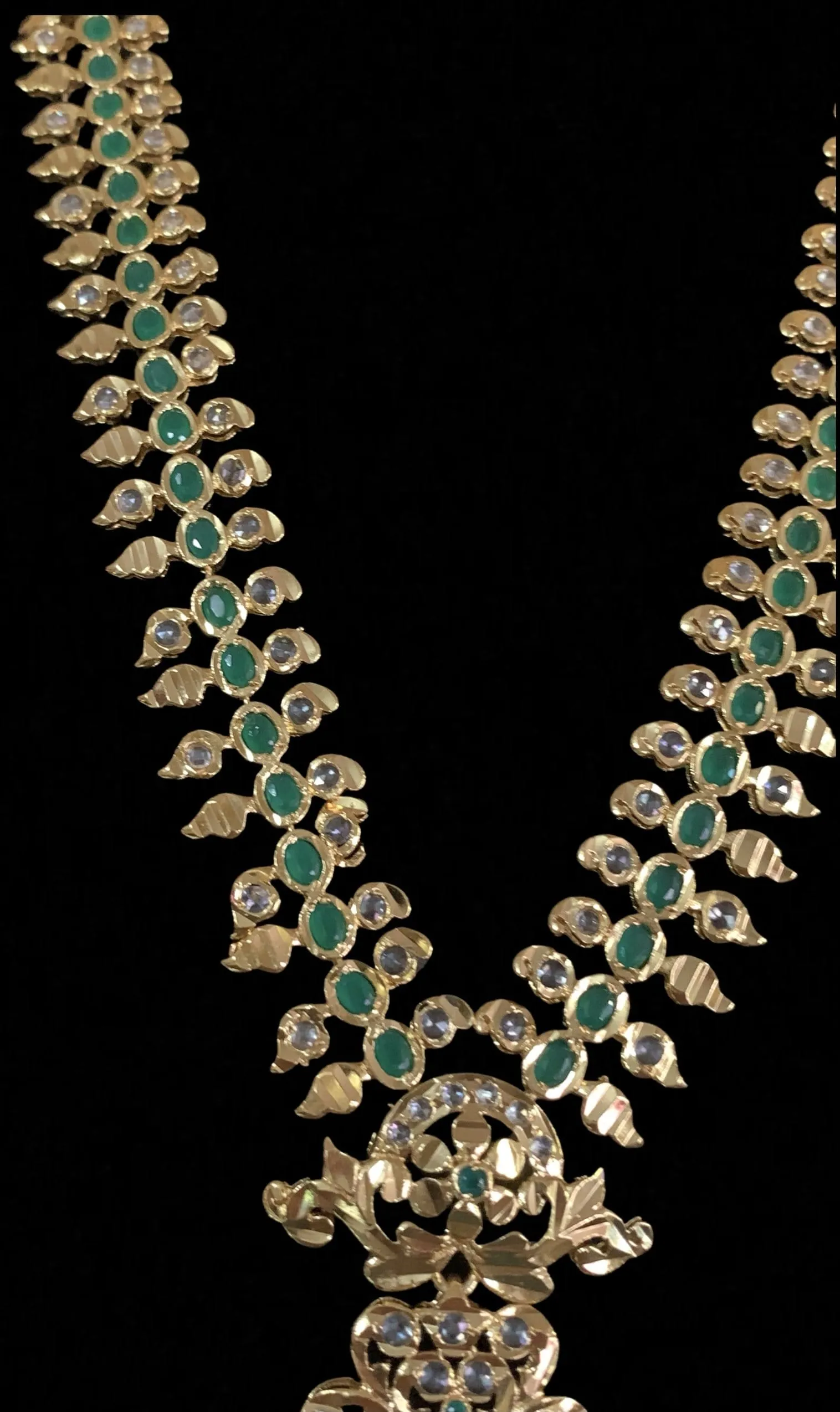 LN36 Huda long hyderabadi rani haar necklace ( SHIPS IN 4 WEEKS   )