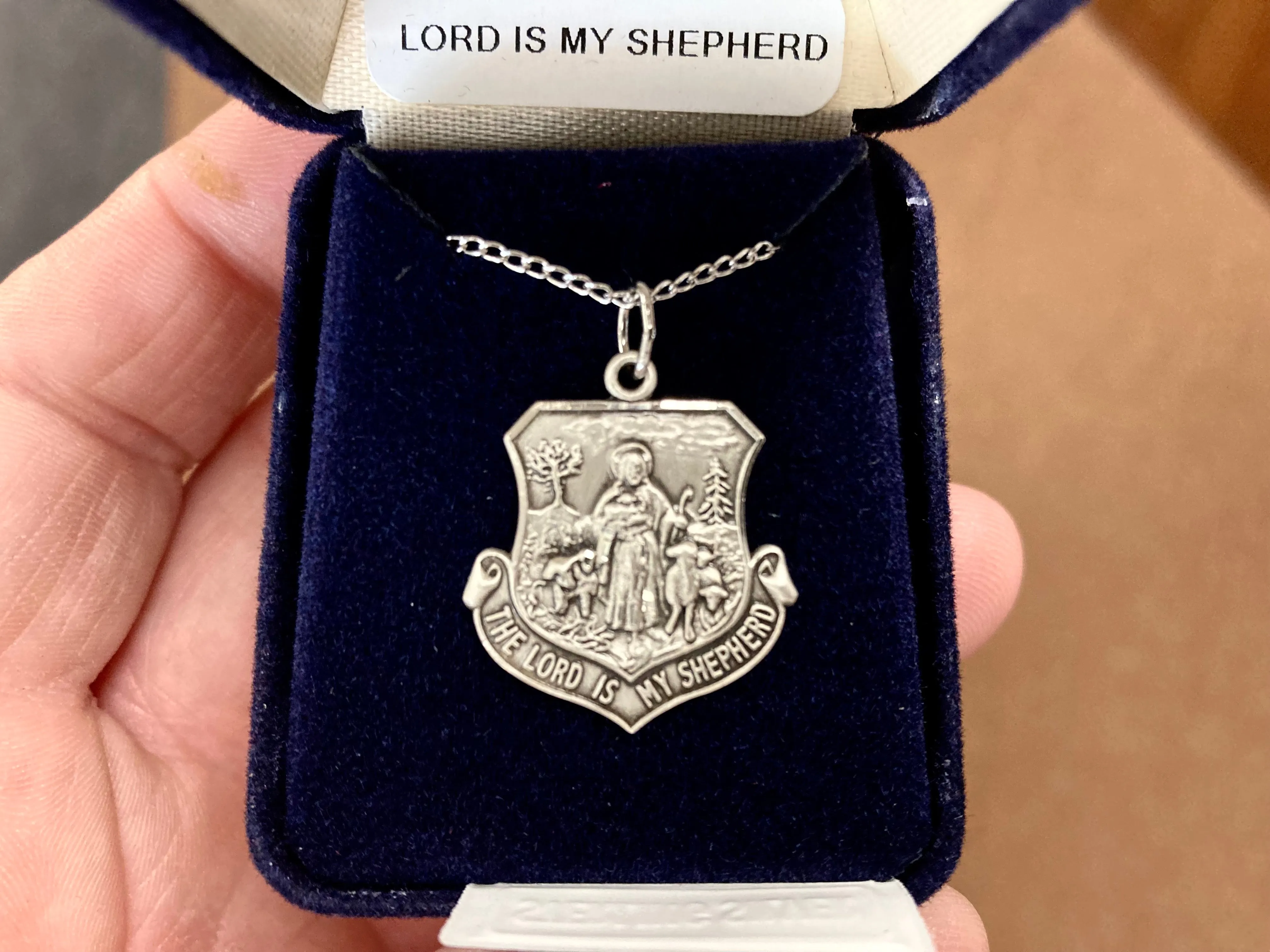 Lord Is My Shepherd Silver Pendant With Chain Religious