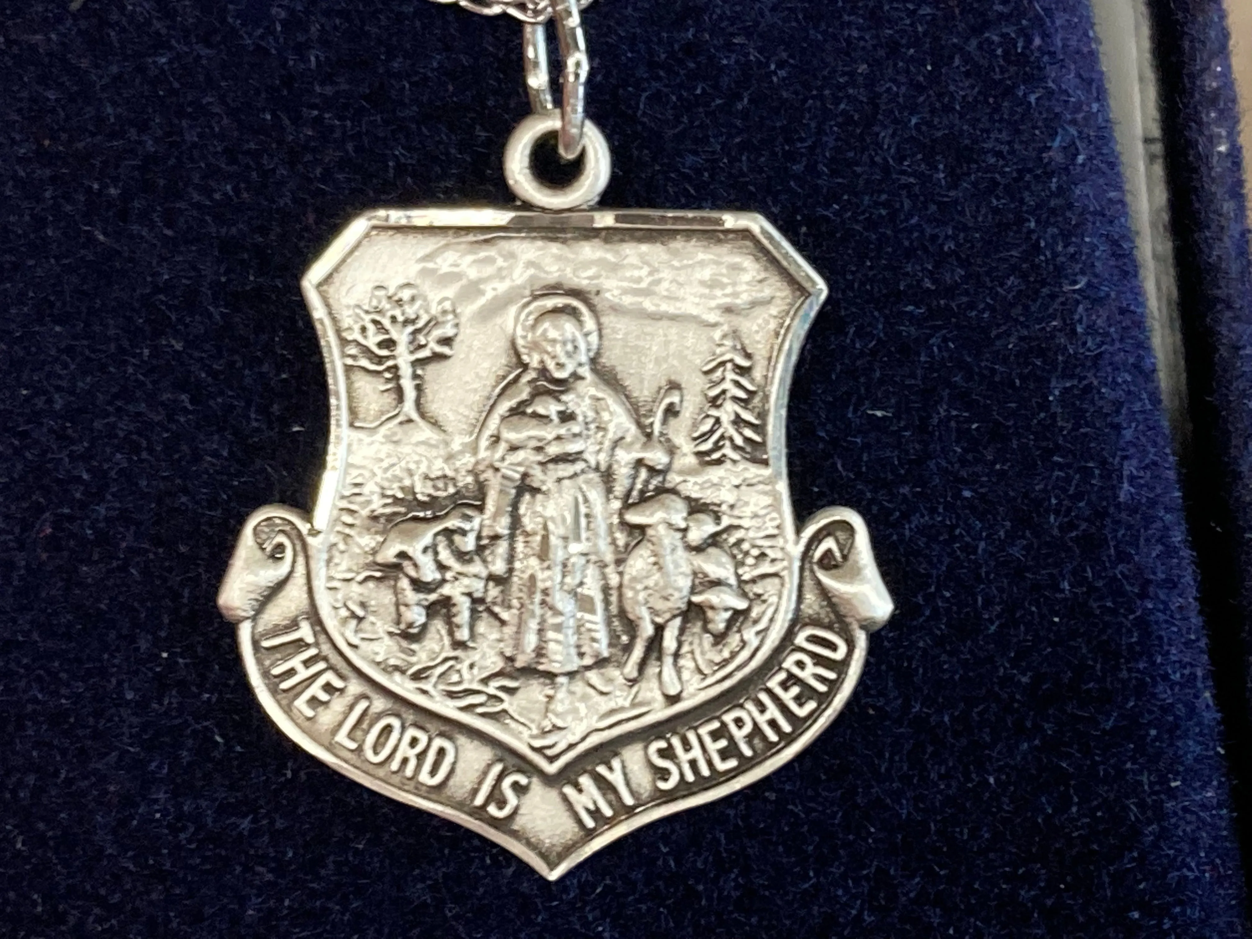 Lord Is My Shepherd Silver Pendant With Chain Religious