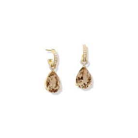 Luiza Earring Drops Yellow Gold - Smoky Quartz & Diamond Pavé