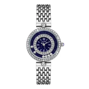 Luxury Starry Diamond Women's Quartz Watch Waterproof Watch with Steel Strap