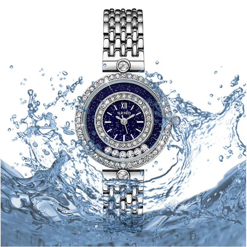 Luxury Starry Diamond Women's Quartz Watch Waterproof Watch with Steel Strap