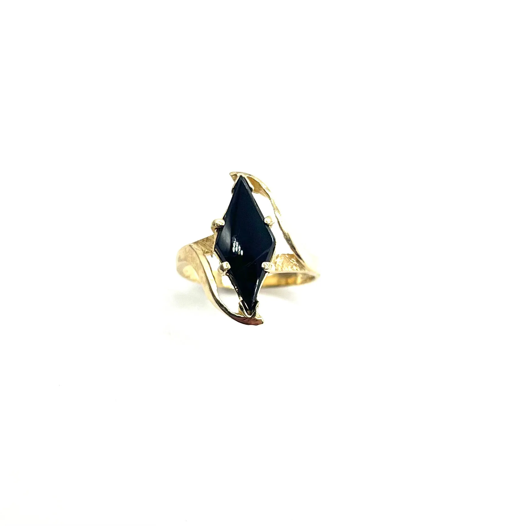 Marquise Shaped Black Onyx Bypass Ring