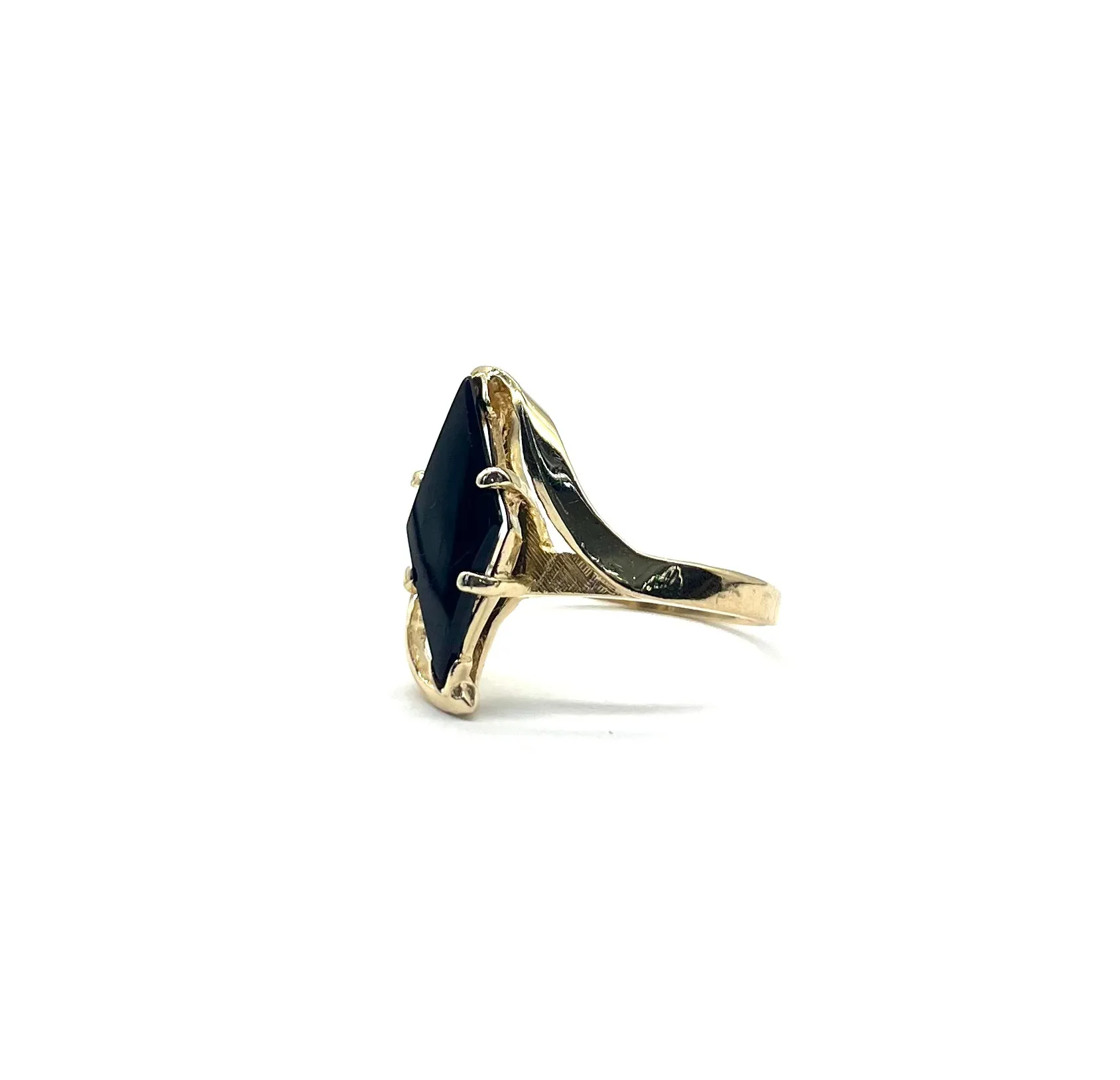 Marquise Shaped Black Onyx Bypass Ring