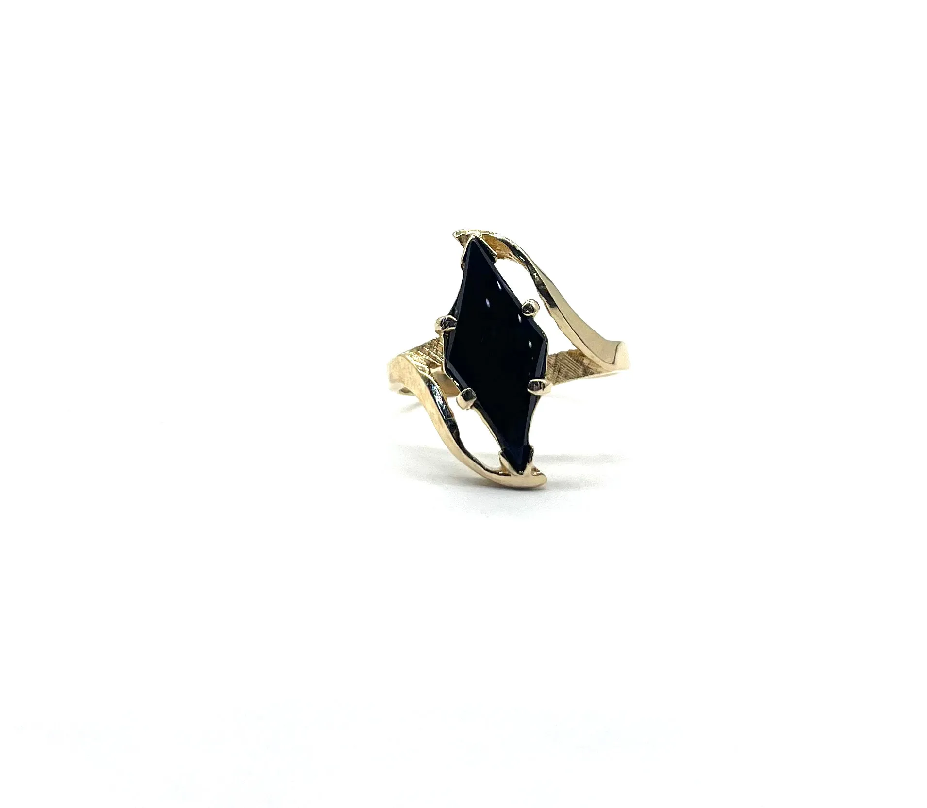 Marquise Shaped Black Onyx Bypass Ring