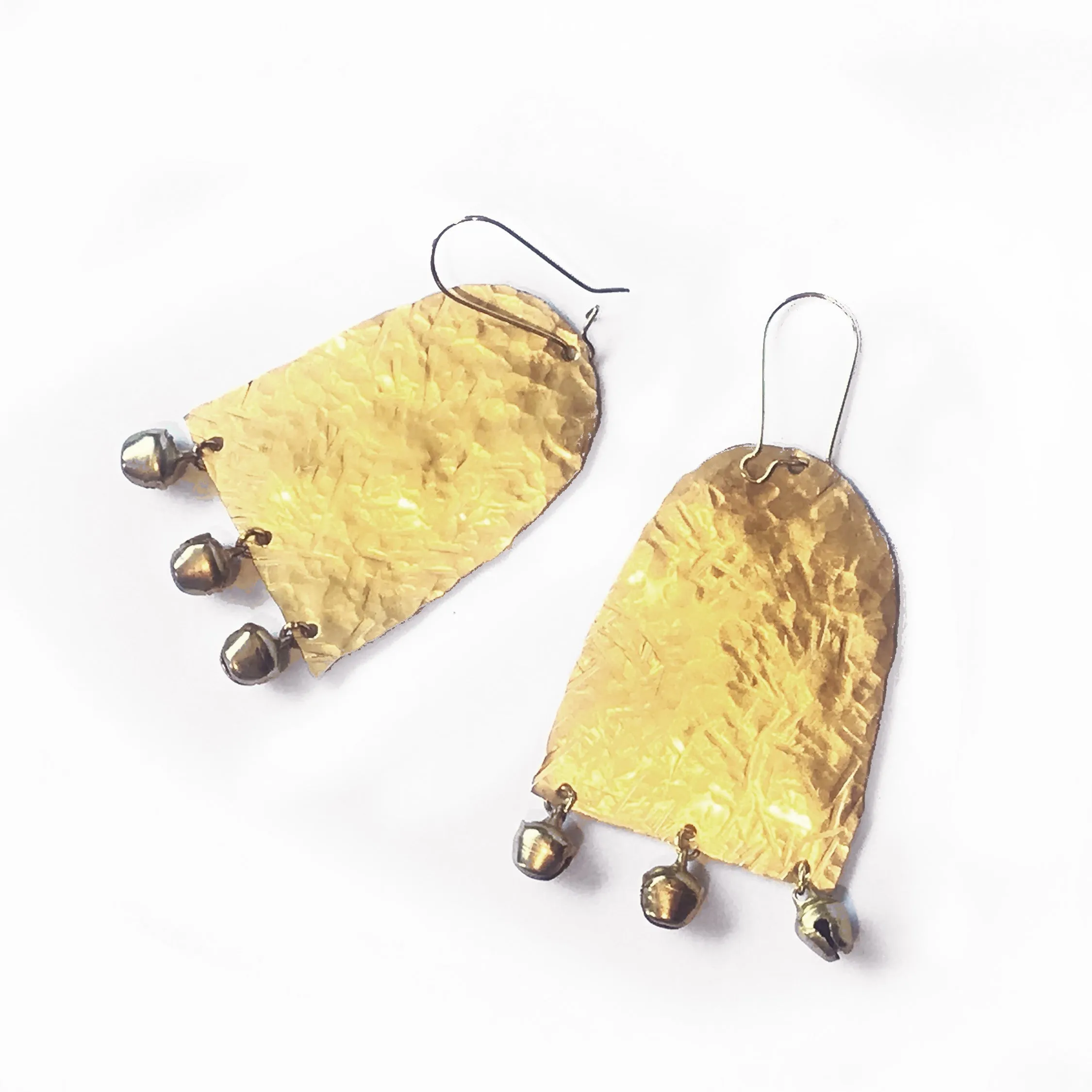 Modern hand hammered earrings with semi precious stone or pearls