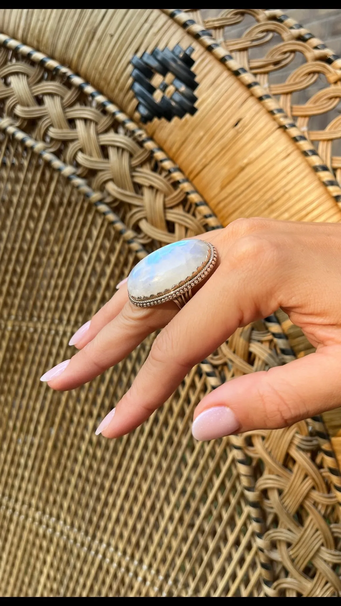 Moonstone Oval Sterling Silver Ring