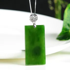 Natural Jade Pendant Nephrite Silver Pendant PT154