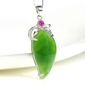 Natural Jade Pendant Nephrite Silver Pendant PT170