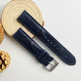 Navy blue Ostrich Leather Watch Strap Band | Men Quick Release Buckle Replacement Wristwatch Strap | DH-32