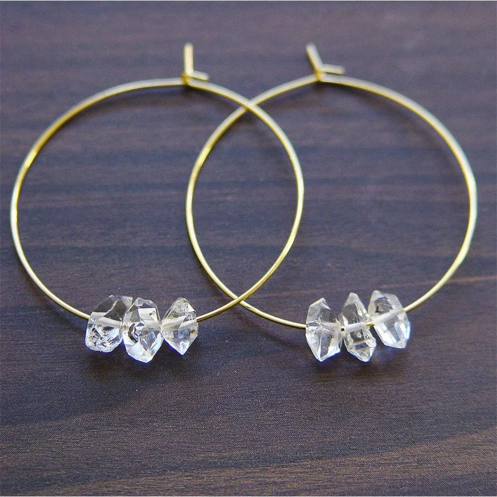 NEW! Triple Herkimer 14k Gold Filled Hoop Earrings by Friedasophie