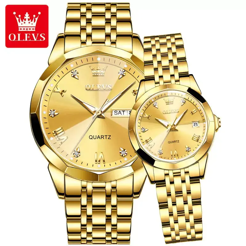 Olevs Diamond His & Hers 3D Watch Set