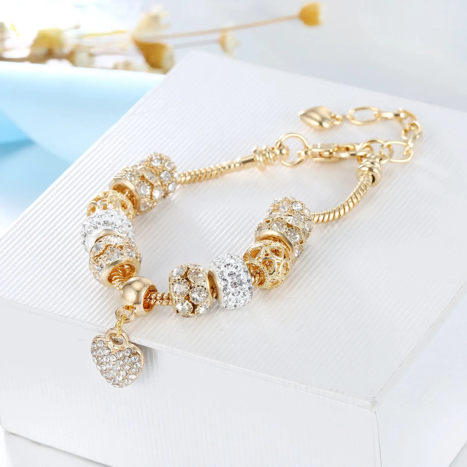 Platform Light Gold Alloy Large-Hole Bead Bracelet Panjia Style Bracelet