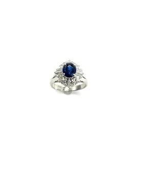 Platinum Sapphire and Diamond Ring