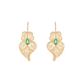 Portugal Jewels - Heart of Viana Earrings Emerald Zirconia