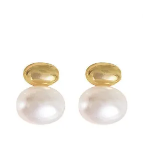 Pre Order:  Retro Flat Bean Pearl Earrings