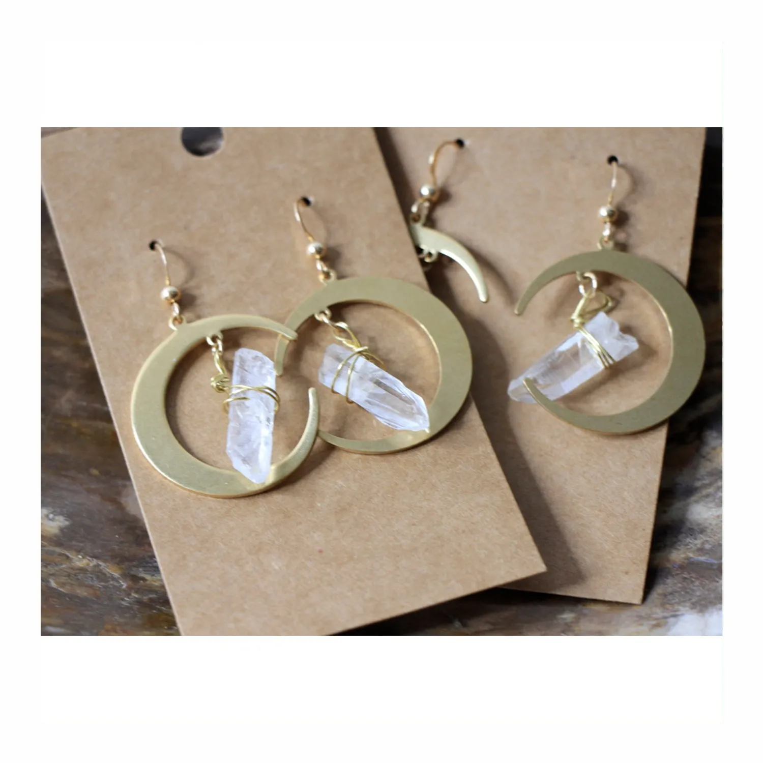 Quartz Moon Earrings