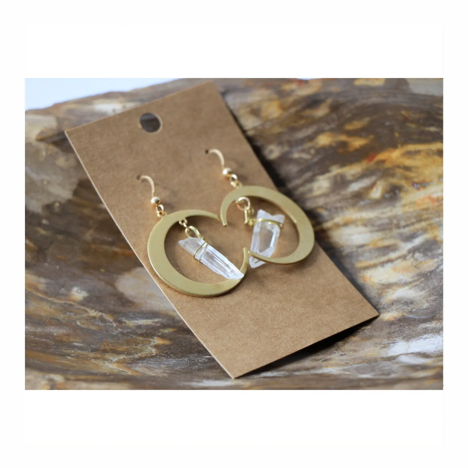 Quartz Moon Earrings