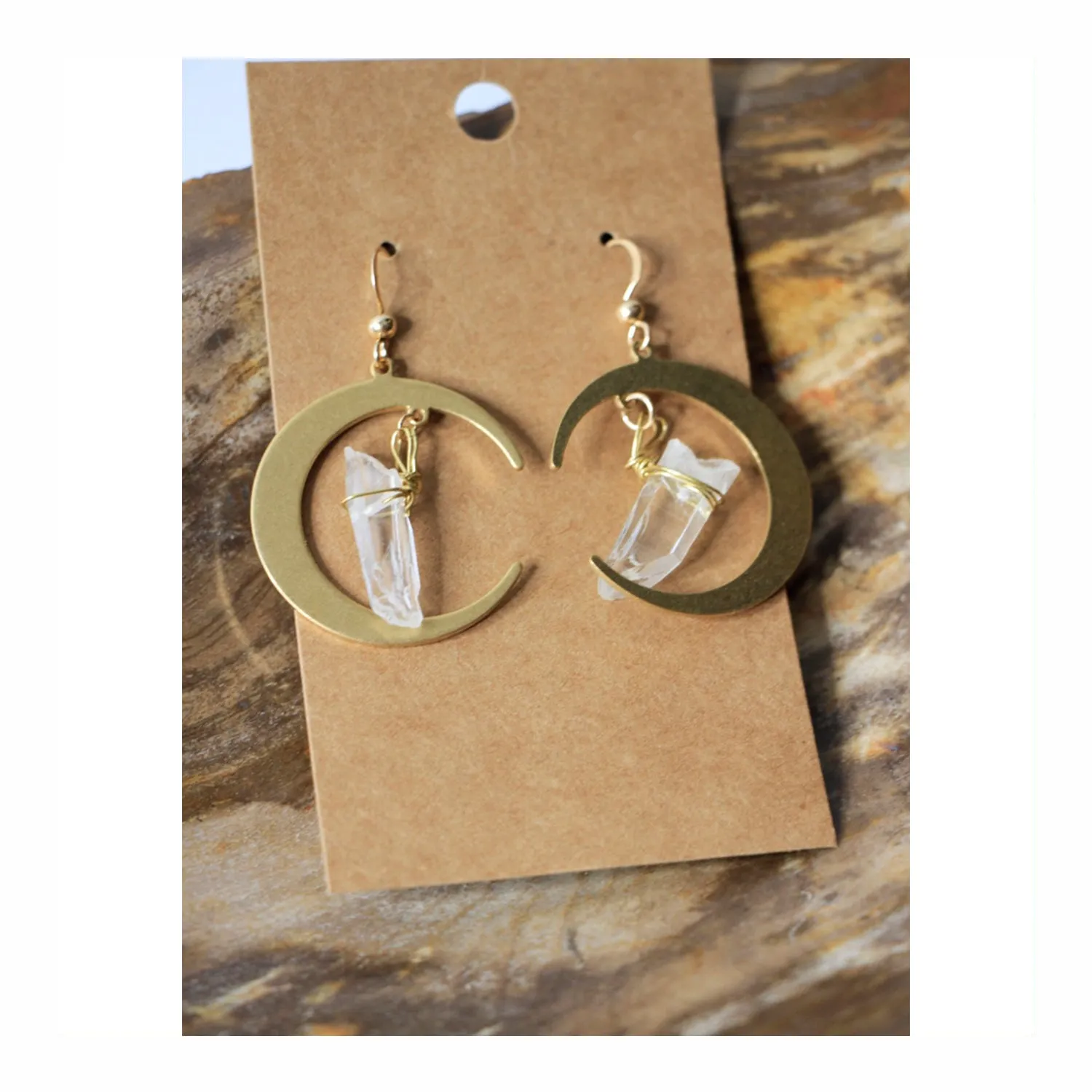 Quartz Moon Earrings