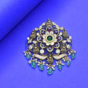 "Goddess Laxmi's Grace: The Exquisite CZ and Kemp Nakshi Pendant from ASP Fashion Jewelry"