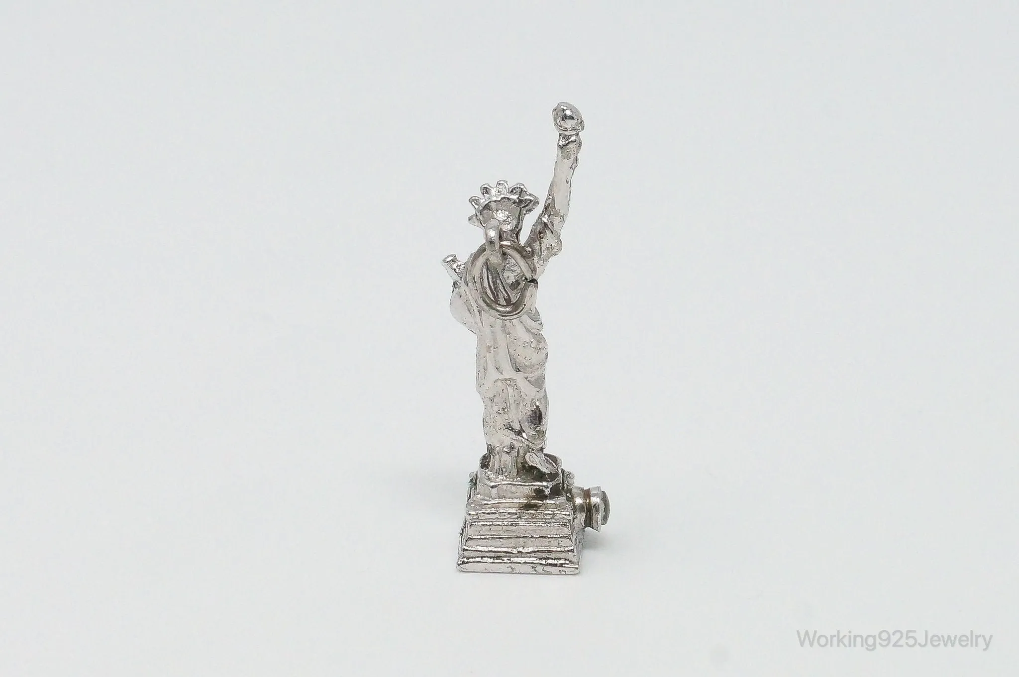 Rare Statue of Liberty New York Skyline Picture View Sterling Silver Charm