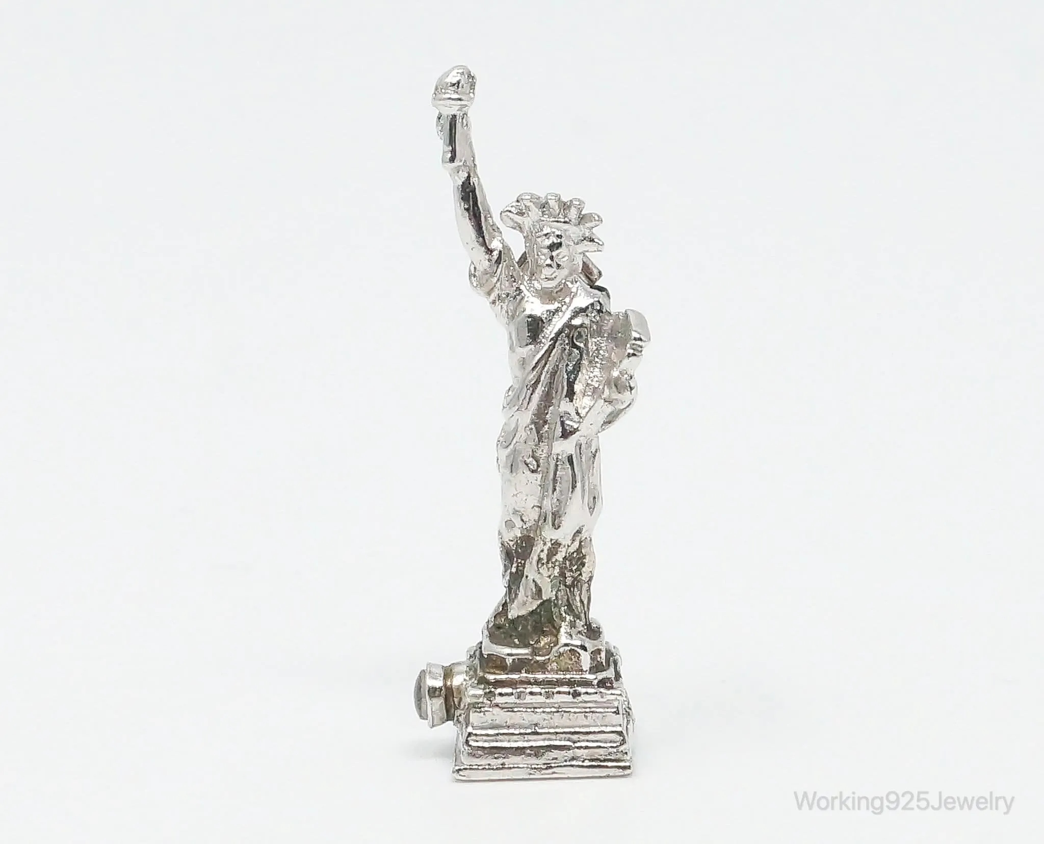 Rare Statue of Liberty New York Skyline Picture View Sterling Silver Charm