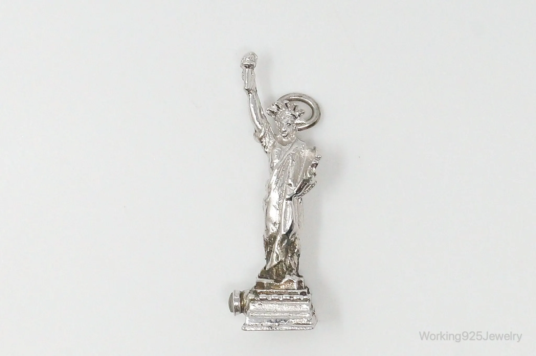 Rare Statue of Liberty New York Skyline Picture View Sterling Silver Charm