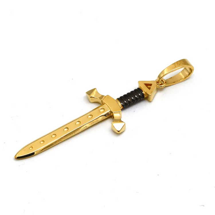 Real Gold Big Dagger Charm Sword Men Pendant 1393 P 1900