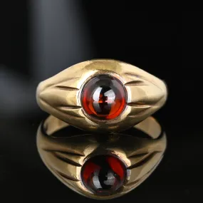 Retro 1940s Gold Garnet Cabochon Signet Ring