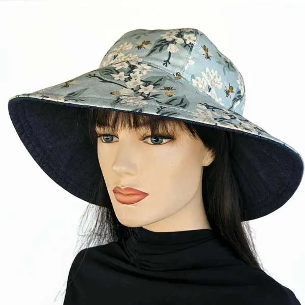 Reversible Wide Brim Bucket Sun Hat, holiday hat, with adjustable fit, chinstrap