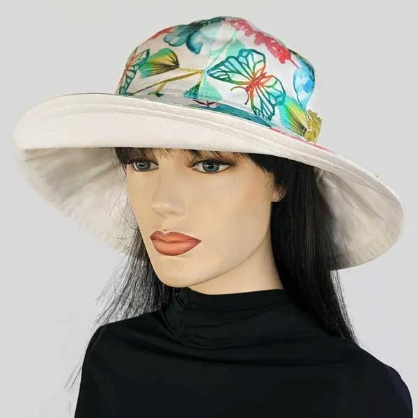 Reversible Wide Brim Bucket Sun Hat, holiday hat, with adjustable fit, chinstrap