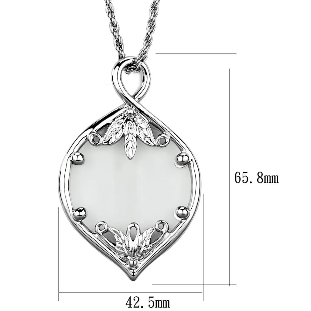 Rhodium Brass Magnifier pendant with Synthetic Synthetic Glass in Clear for Women Style 3W918